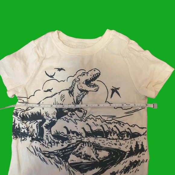 🦖 Old Navy Dino Graphic Tee | Toddler Boys 3T | Beige Short Sleeve T-Rex Shirt - Picture 5 of 6